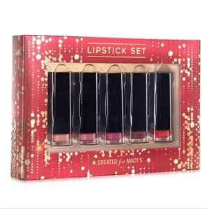 5 PIECE LIPSTICK GIFT SET BY MACY'S IN SHADES FROM SOFT NEUTRAL TO RADIANT RED